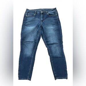Tahari Skinny Jeans Womens Size 14W Blue Medium Wash Stretch Denim 34x27 Rise 11
